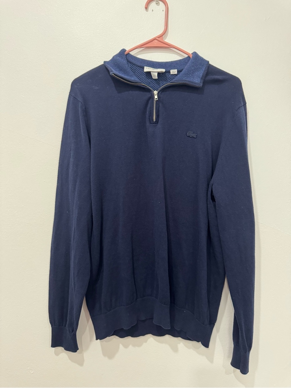 Lacoste Men's Navy Blue Quarter-Zip Pullover